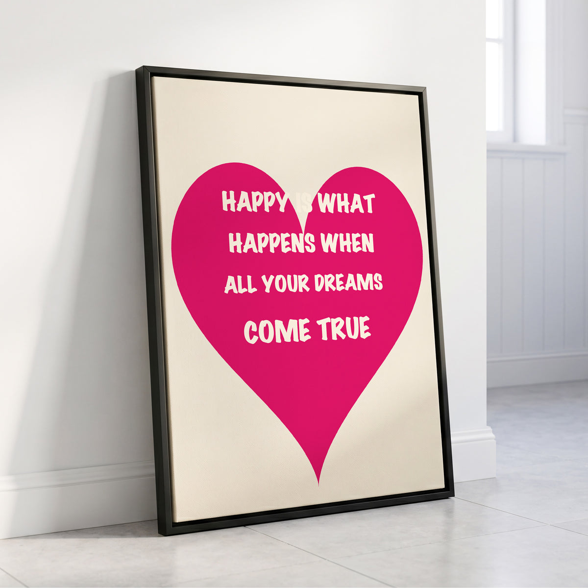 Heart Full of Dreams, pink, beige, white minimalist wall art displayed in a styled interior, gallery view 4
