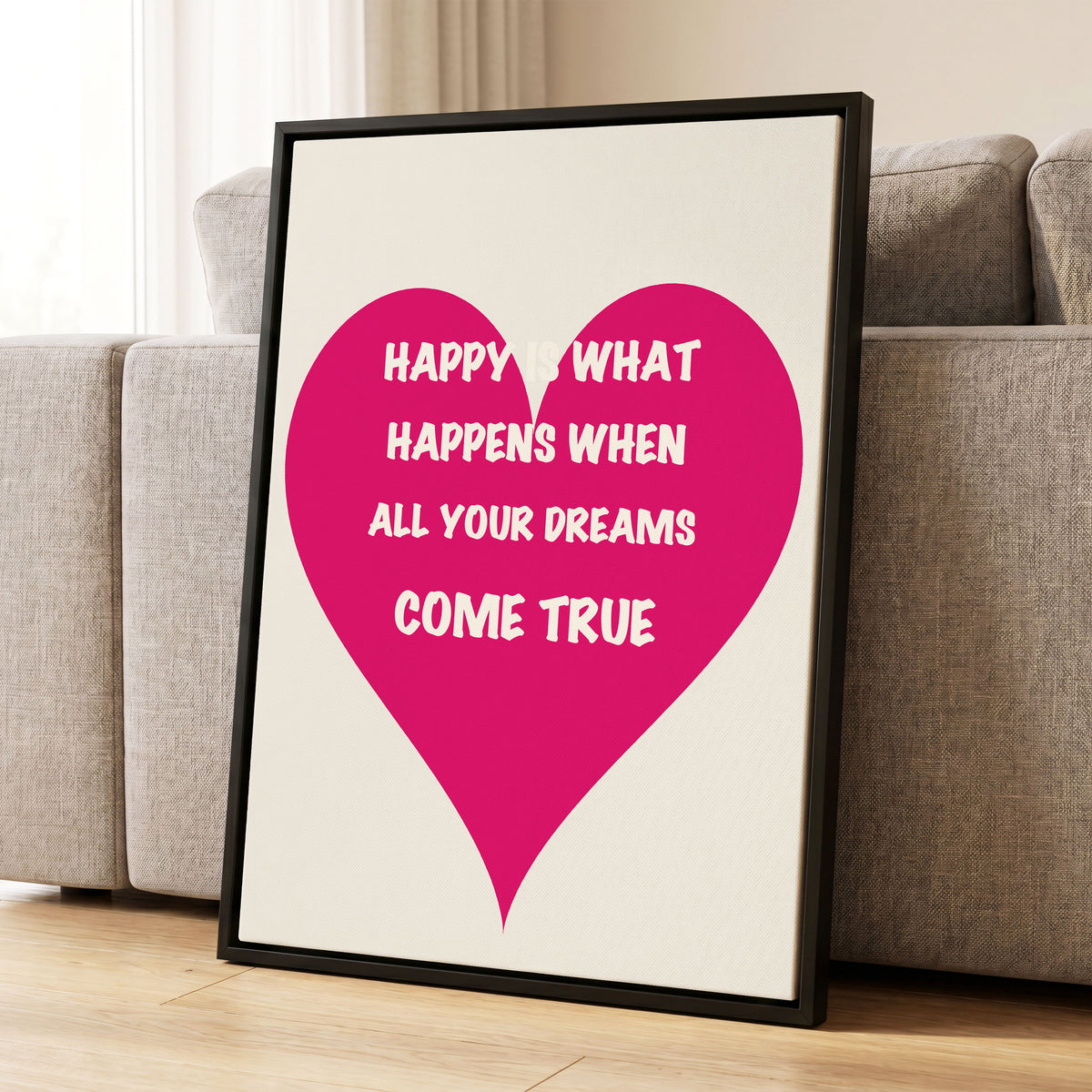 Heart Full of Dreams, pink, beige, white minimalist wall art displayed in a styled interior, gallery view 8