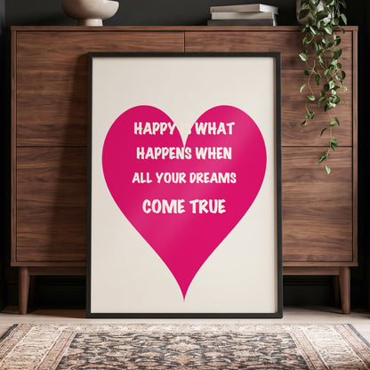 Heart Full of Dreams, pink, beige, white minimalist wall art displayed in a styled interior, gallery view 9