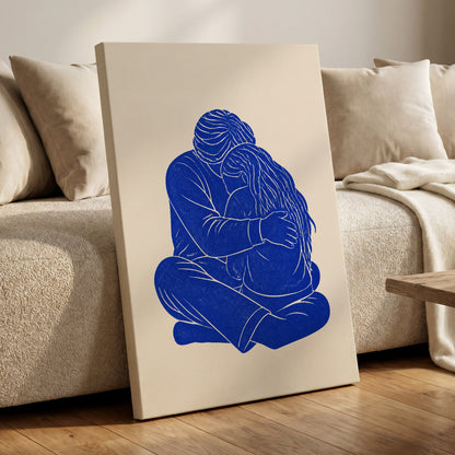 Held in Blue, blue, beige, white minimalist wall art displayed in a styled interior, gallery view 3