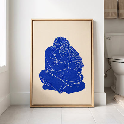 Held in Blue, blue, beige, white minimalist wall art displayed in a styled interior, gallery view 8