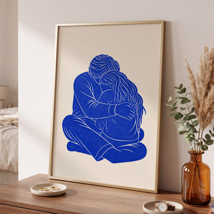 Held in Blue, blue, beige, white minimalist wall art displayed in a styled interior, gallery view 9
