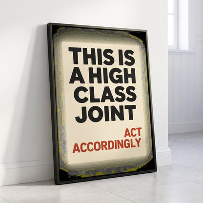 High Class House Rules, black, beige, red minimalist wall art displayed in a styled interior, gallery view 8
