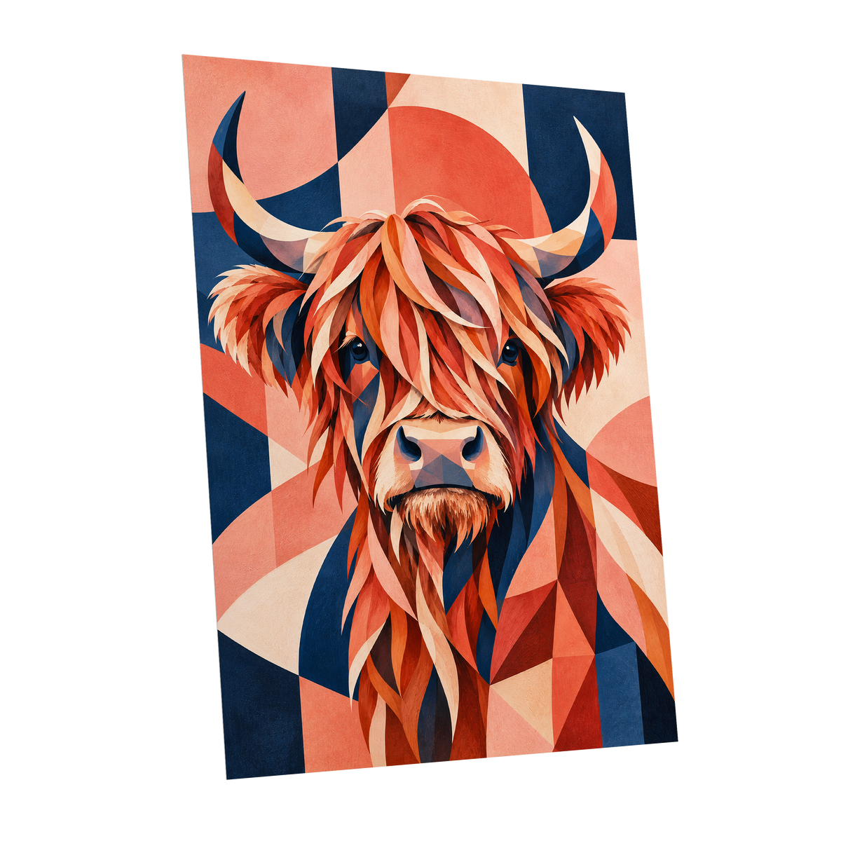 Highland Ember, orange, blue, beige nature wall art shown as a unframed poster wall art print