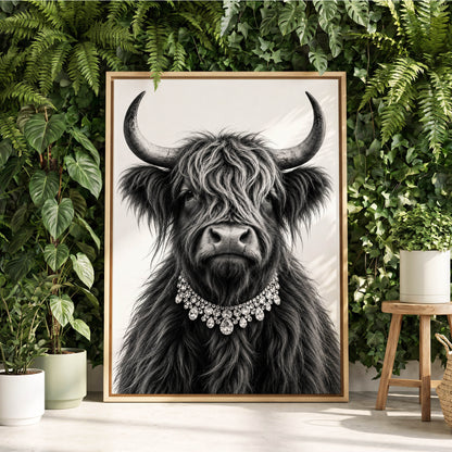 Highland Glamour, black, white, gray nature wall art displayed in a styled interior, gallery view 2