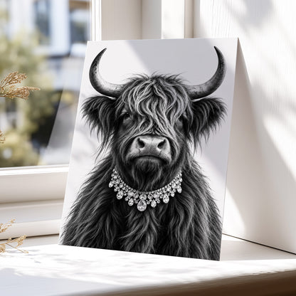 Highland Glamour, black, white, gray nature wall art displayed in a styled interior, gallery view 5