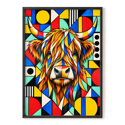 Highland Kaleidoscope, orange, black, yellow nature wall art, front artwork view
