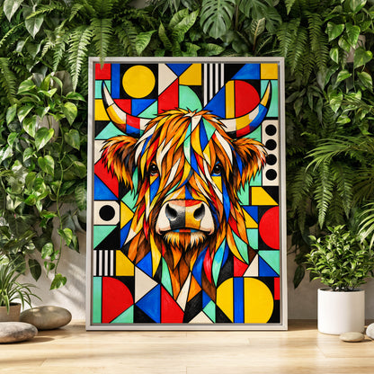 Highland Kaleidoscope, orange, black, yellow nature wall art displayed in a styled interior, gallery view 2