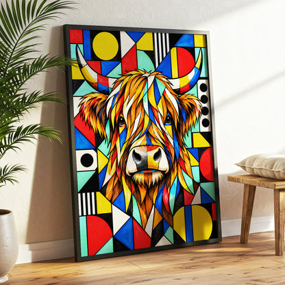 Highland Kaleidoscope, orange, black, yellow nature wall art displayed in a styled interior, gallery view 3