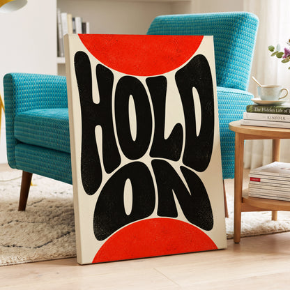 Hold On in Scarlet, black, red, beige abstract wall art on canvas displayed in a styled interior, gallery view 2