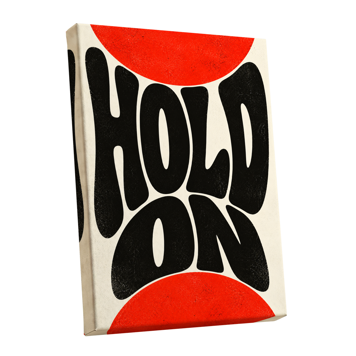 Hold On in Scarlet, black, red, beige abstract wall art shown as a stretched canvas wall art