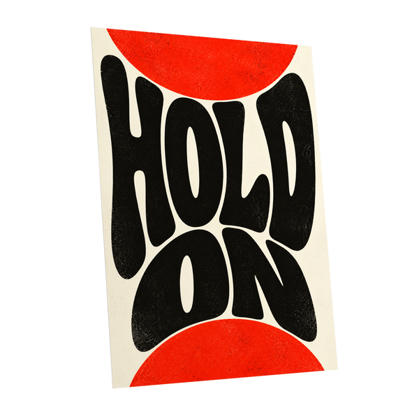 Hold On in Scarlet, black, red, beige abstract wall art shown as a unframed poster wall art print