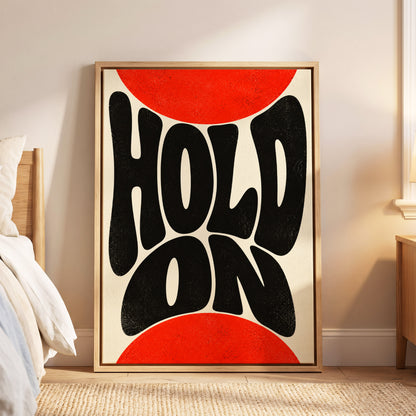 Hold On in Scarlet, black, red, beige abstract wall art displayed in a styled interior, gallery view 5