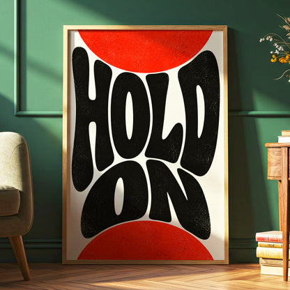 Hold On in Scarlet, black, red, beige abstract wall art displayed in a styled interior, gallery view 6
