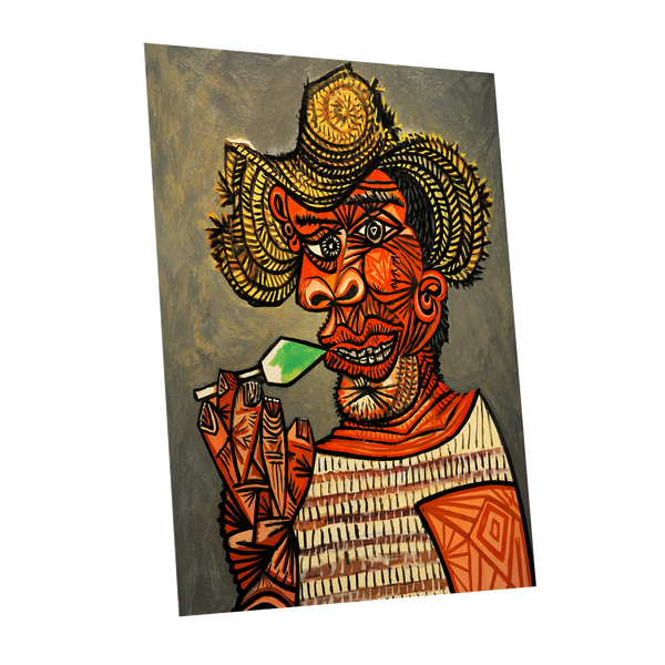 Horned Revelry, orange, black, gray abstract wall art shown as a unframed poster wall art print