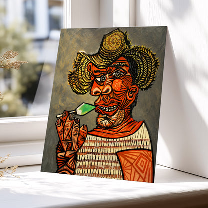 Horned Revelry, orange, black, gray abstract wall art displayed in a styled interior, gallery view 4