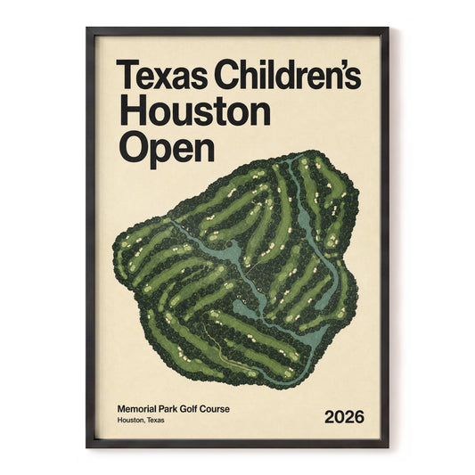 Houston Fairway Atlas, green, beige, black nature wall art, front artwork view