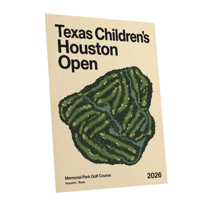 Houston Fairway Atlas, green, beige, black nature wall art shown as a unframed poster wall art print