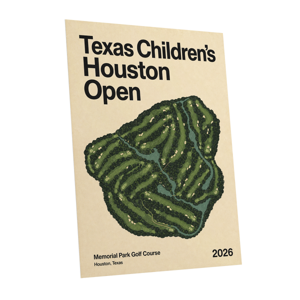 Houston Fairway Atlas, green, beige, black nature wall art shown as a unframed poster wall art print