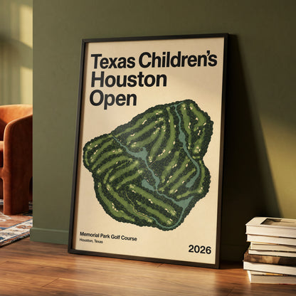 Houston Fairway Atlas, green, beige, black nature wall art displayed in a styled interior, gallery view 4