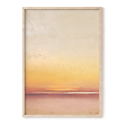 Hushed Horizon – beige, gold, pink minimalist wall art, front view