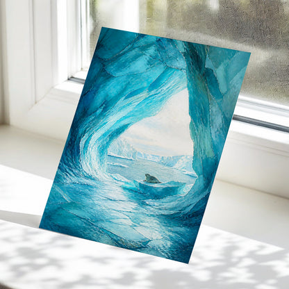 Icebound Sanctuary, blue, white, gray nature wall art displayed in a styled interior, gallery view 5