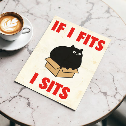 If I Fits, I Sits, black, beige, brown minimalist wall art displayed in a styled interior, gallery view 3