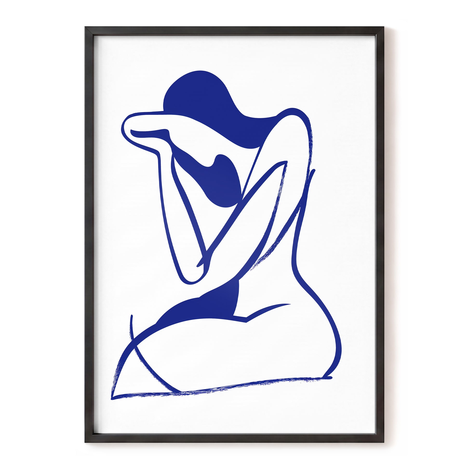 Indigo Gesture, blue, white abstract wall art, front artwork view