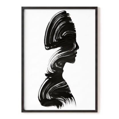 Inkbound Profile, black, white minimalist wall art, front artwork view