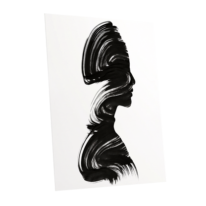 Inkbound Profile, black, white minimalist wall art shown as a unframed poster wall art print