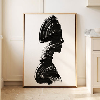 Inkbound Profile, black, white minimalist wall art displayed in a styled interior, gallery view 2