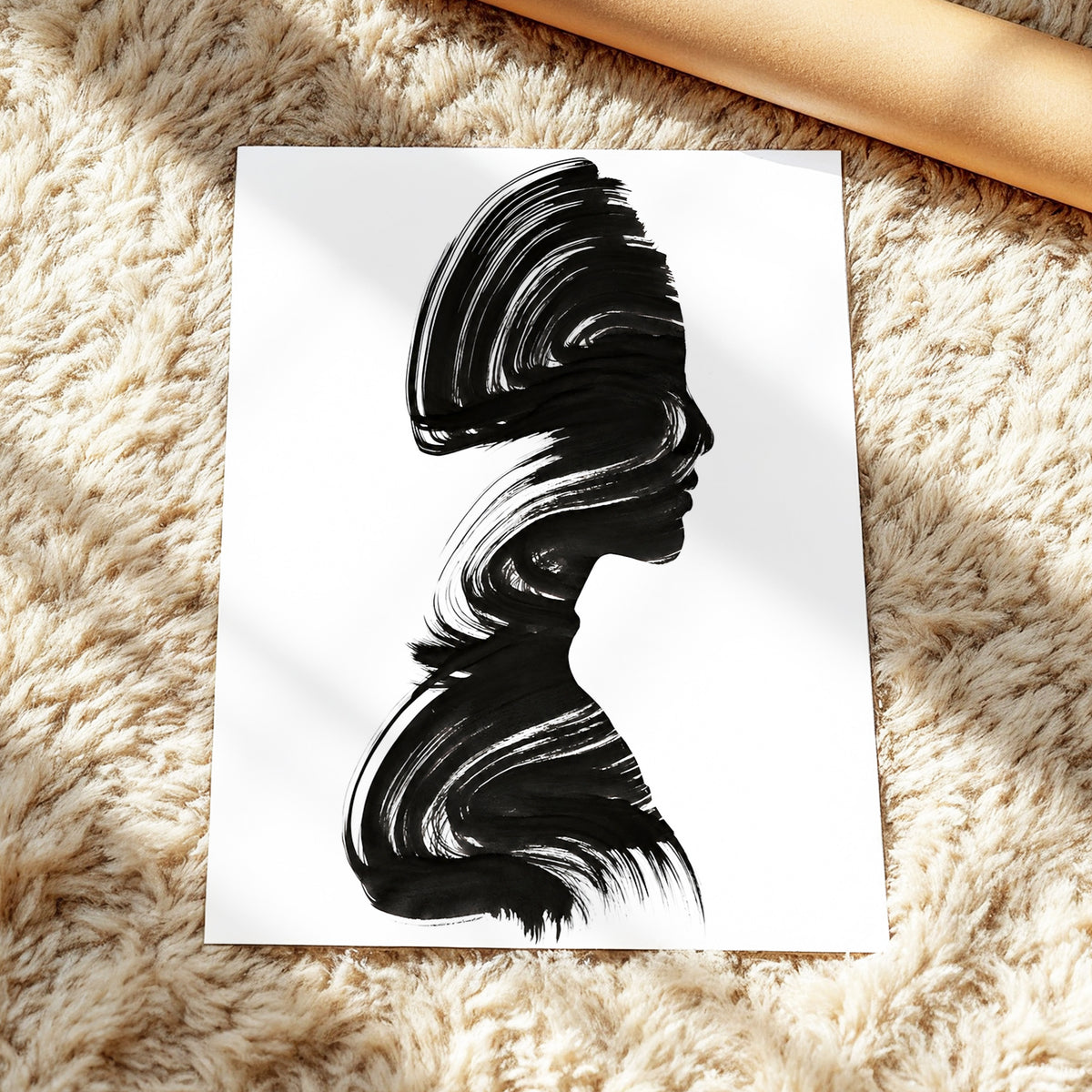 Inkbound Profile, black, white minimalist wall art displayed in a styled interior, gallery view 3