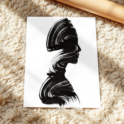 Inkbound Profile, black, white minimalist wall art displayed in a styled interior, gallery view 3