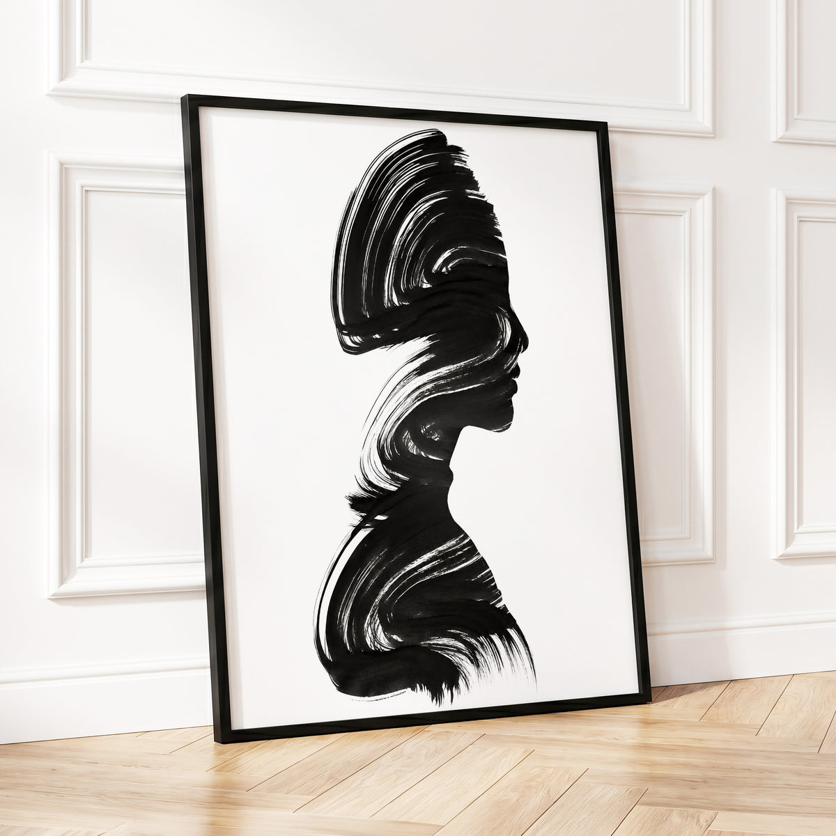 Inkbound Profile, black, white minimalist wall art displayed in a styled interior, gallery view 6