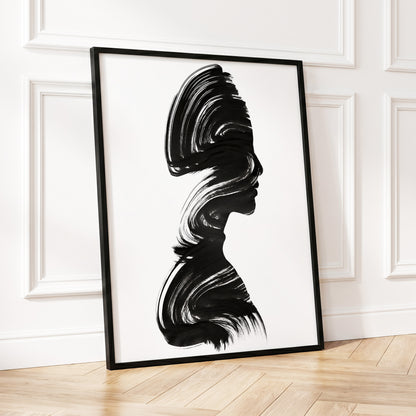 Inkbound Profile, black, white minimalist wall art displayed in a styled interior, gallery view 6