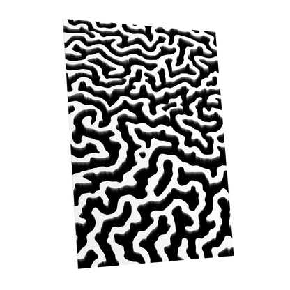 Inkflow Labyrinth, black, white abstract wall art shown as a unframed poster wall art print