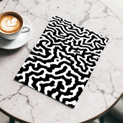 Inkflow Labyrinth, black, white abstract wall art displayed in a styled interior, gallery view 3