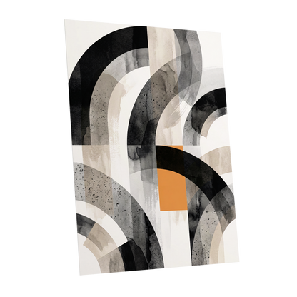 Intersecting Arches, black, beige, gray abstract wall art shown as a unframed poster wall art print