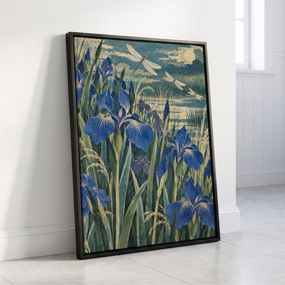 Iris Moonflight, blue, green, beige floral wall art displayed in a styled interior, gallery view 4
