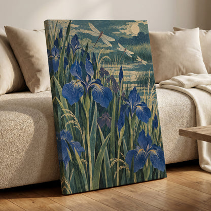 Iris Moonflight, blue, green, beige floral wall art displayed in a styled interior, gallery view 7