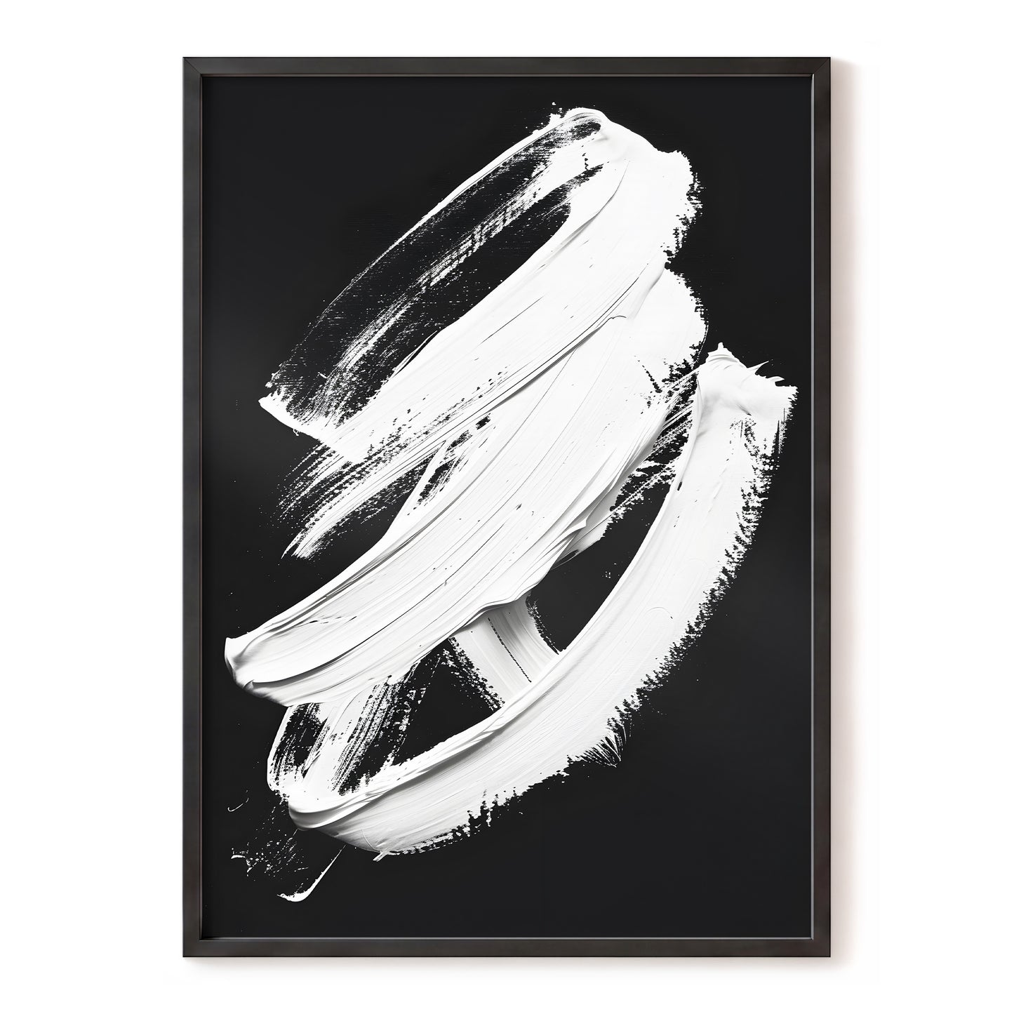 Ivory Ascending, black, white, gray abstract wall art, front artwork view