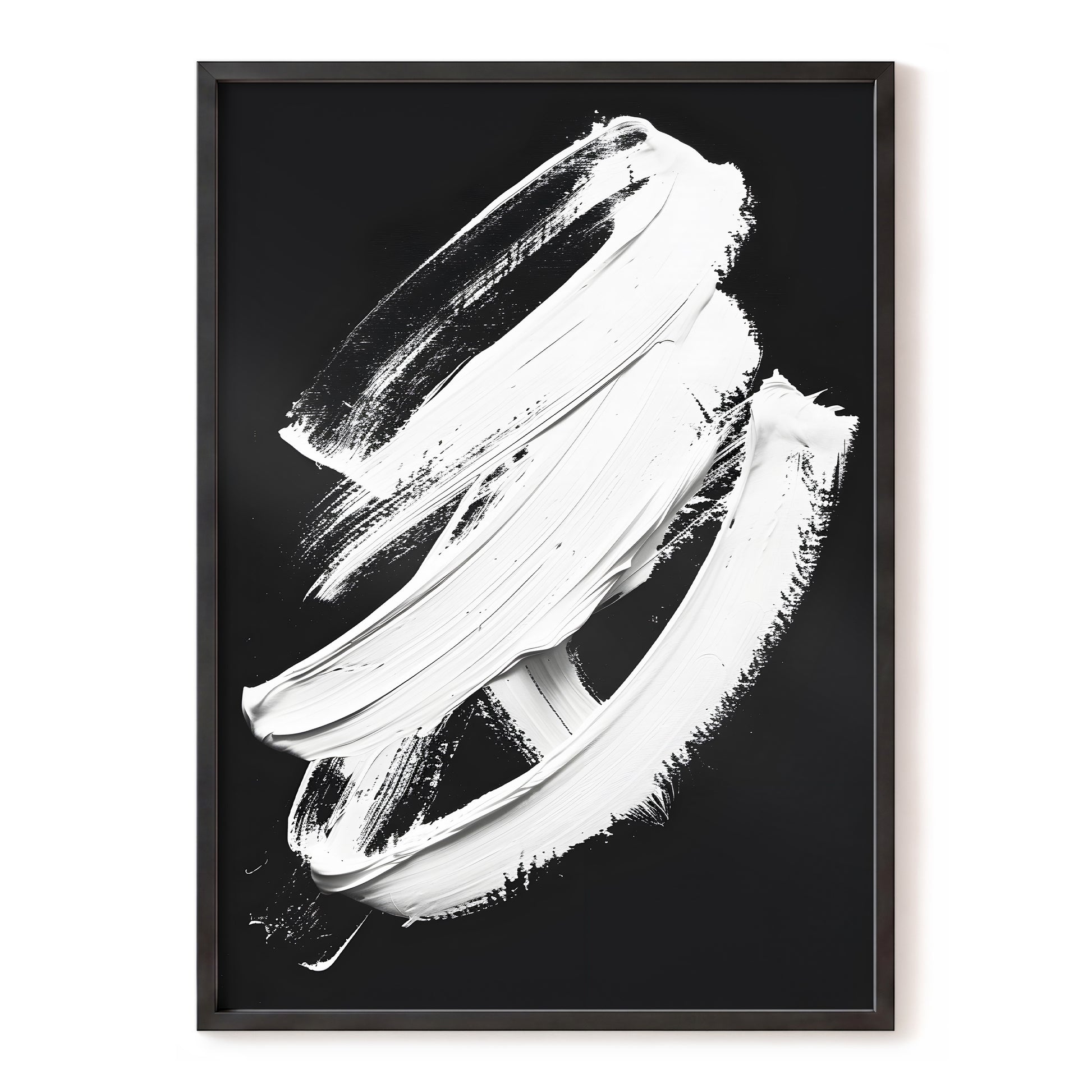 Ivory Ascending, black, white, gray abstract wall art, front artwork view