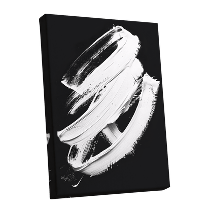 Ivory Ascending, black, white, gray abstract wall art shown as a stretched canvas wall art