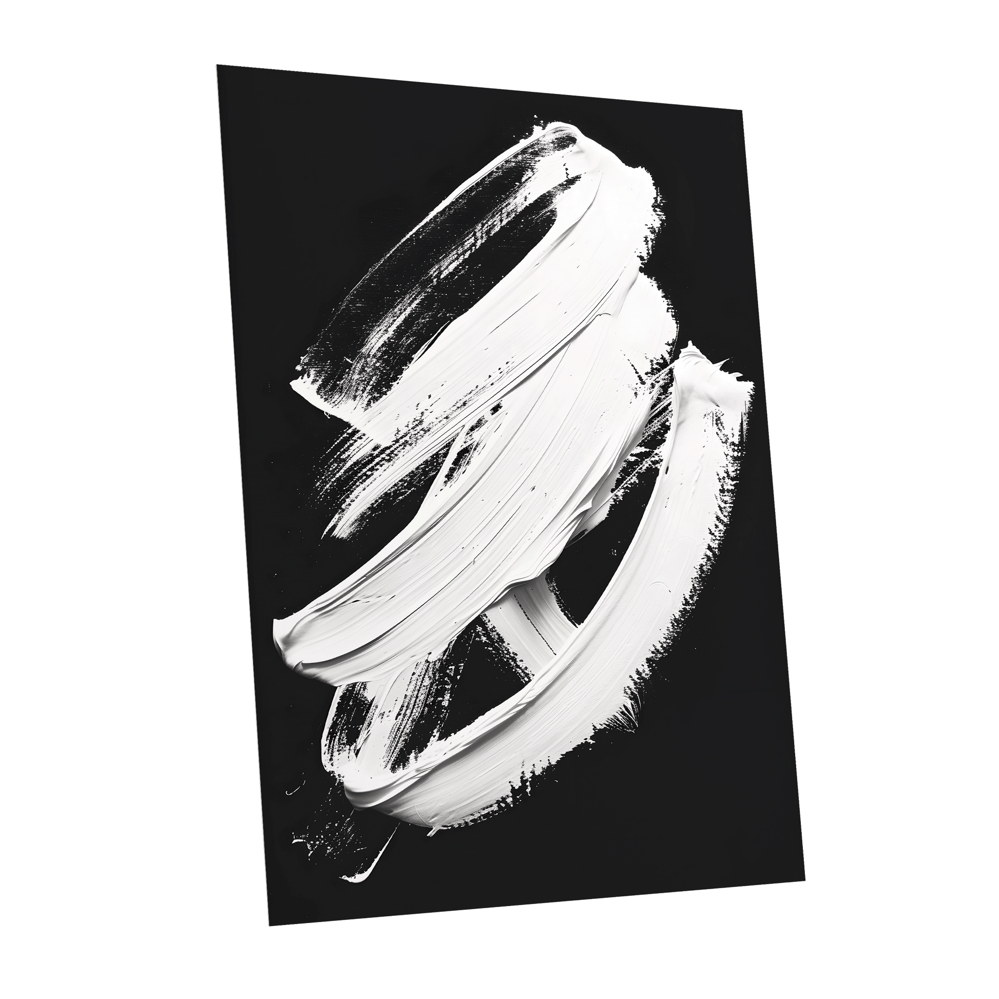 Ivory Ascending, black, white, gray abstract wall art shown as a unframed poster wall art print
