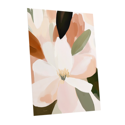 Ivory Bloom Collage, white, pink, green floral wall art shown as a unframed poster wall art print