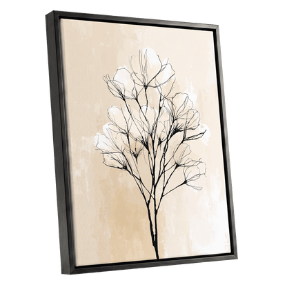 Ivory Bloom Silhouette – black framed canvas option