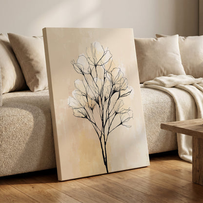 Ivory Bloom Silhouette – canvas wall art in a styled interior, gallery view 1