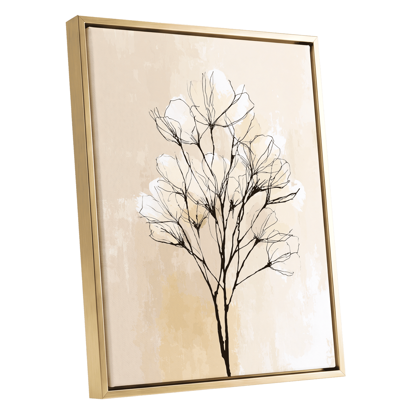 Ivory Bloom Silhouette – gold framed canvas option