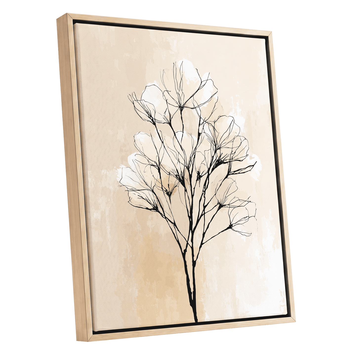 Ivory Bloom Silhouette – oak framed canvas option