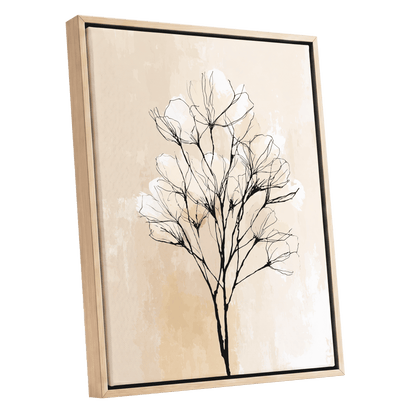 Ivory Bloom Silhouette – oak framed canvas option